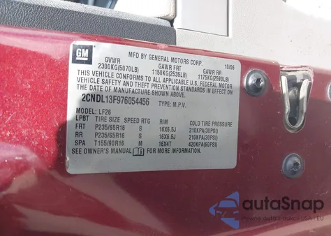 2007 Chevrolet Equinox Ls z USA, uszkodzony, nr VIN 2CNDL13F976054456